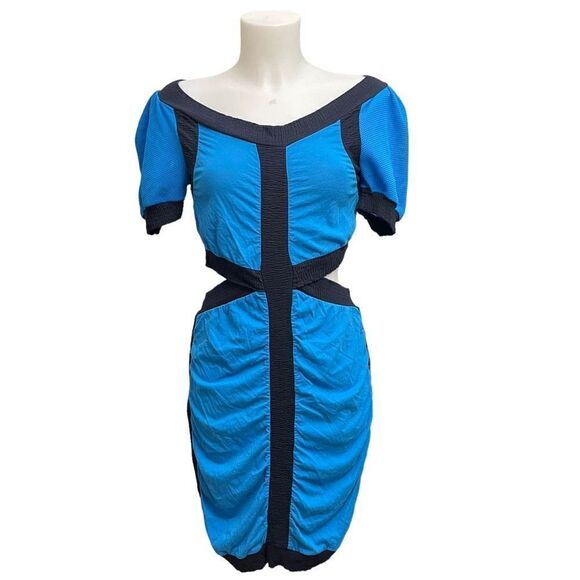 Marc By Marc Jacobs Spring Sky Blue Cut Out Mini Dress Puff Sleeves size‎ XS - Picture 1 of 8